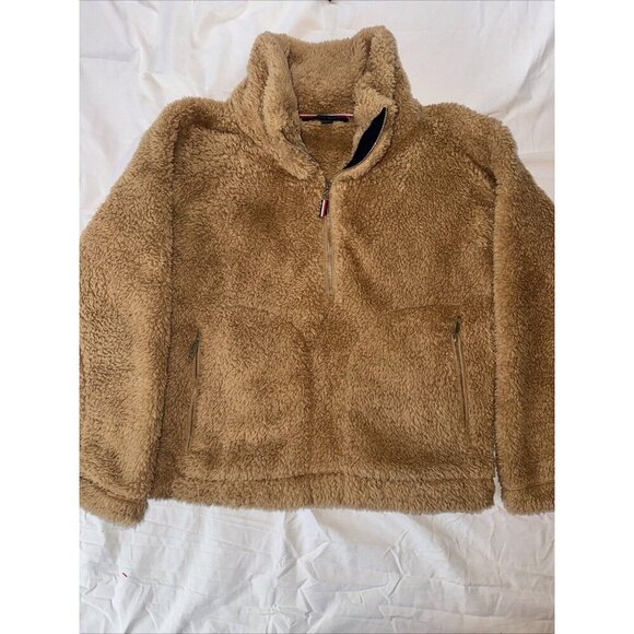 Tommy Hilfiger Jackets & Blazers - Tommy Hilfiger Sherpa Quarter-zip Jacket Womens Medium - Camel Color